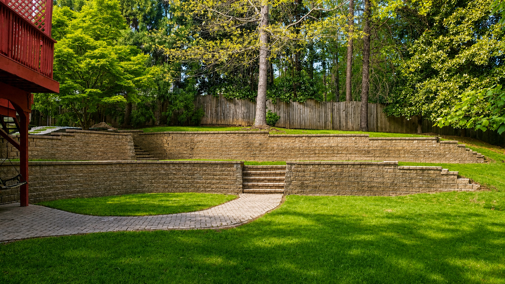 The large fenced back yard at The Long Dog Co.